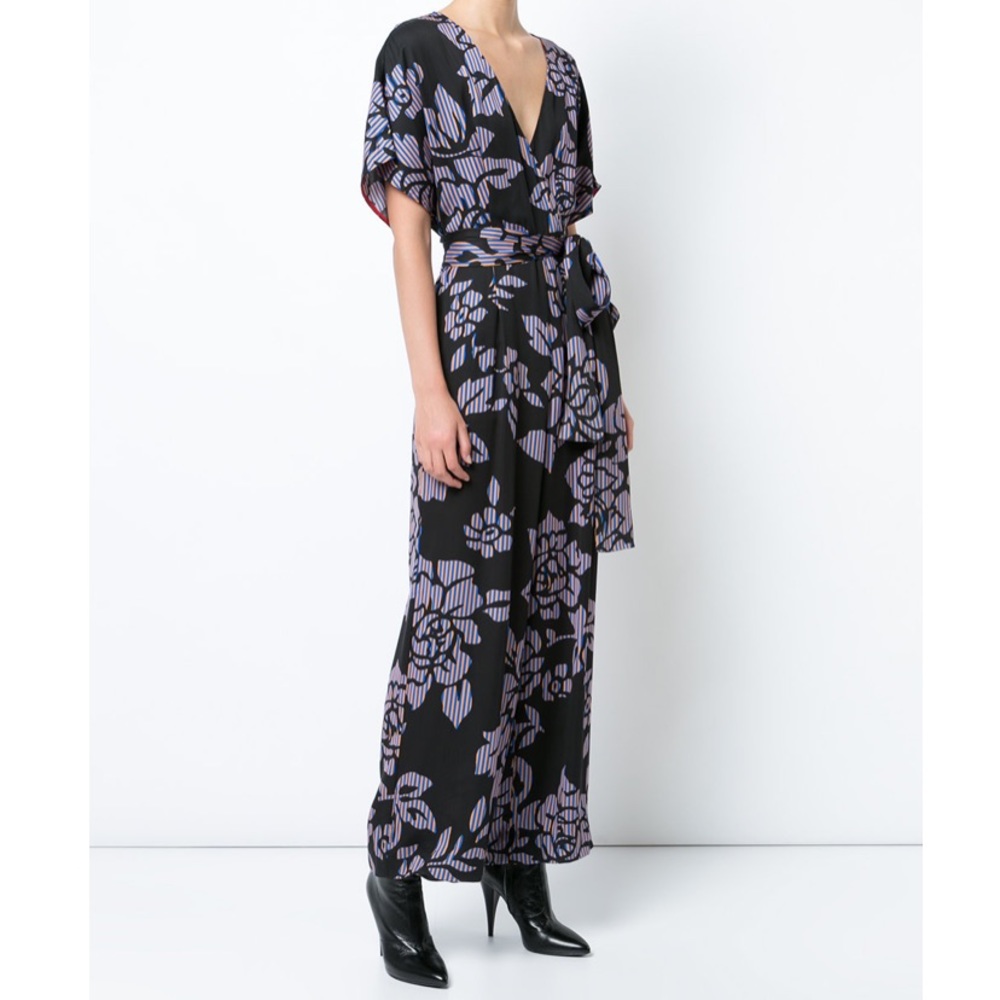 Diane von Furstenberg black silk jumpsuit sz 6